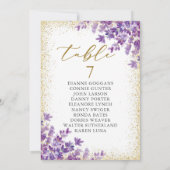 Tableau des numéros de table de la lavande violet (Dos)