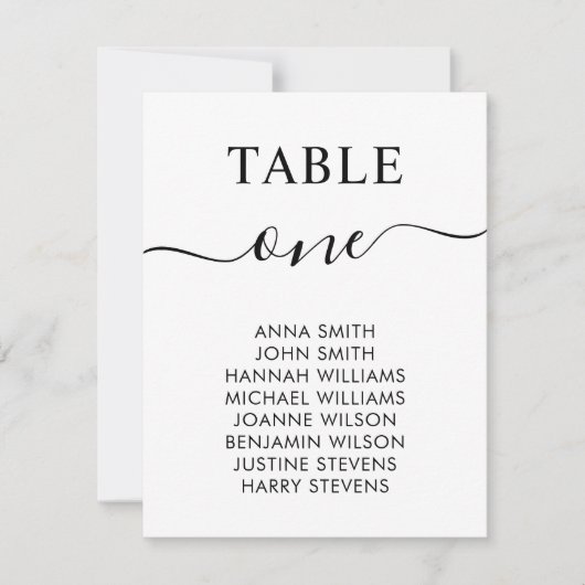 Tableau des numéros de table de mariage simple et  (Devant)