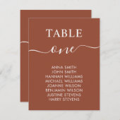 Tableau des numéros de table de mariage simple et (Devant / Derrière)
