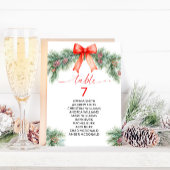 Tableau des numéros de table de Noël de la Bow rou