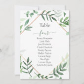 Tableau des numéros de table des feuilles verts (Devant)