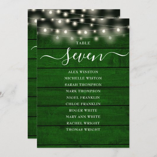 Tableau des numéros de table des voyants rustiques (Devant / Derrière)