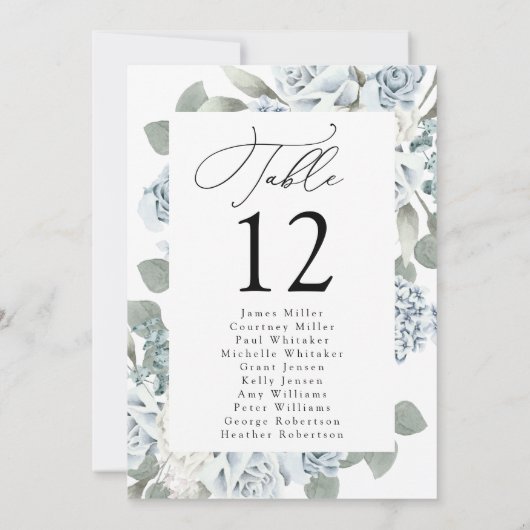 Tableau des numéros de table en bleu foncé du tabl (Dos)