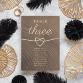 Tableau des numéros de table en bois