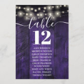 Tableau des numéros de table en bois violet (Dos)