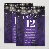 Tableau des numéros de table en bois violet (Devant / Derrière)