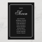 Tableau des numéros de table en noir et blanc (Dos)