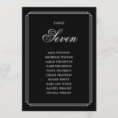 Tableau des numéros de table en noir et blanc (Devant)