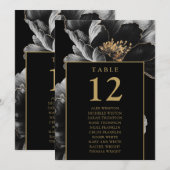 Tableau des numéros de table florale noir et or -  (Devant / Derrière)