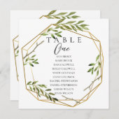 Tableau des numéros de table minimaux de verdure (Devant / Derrière)