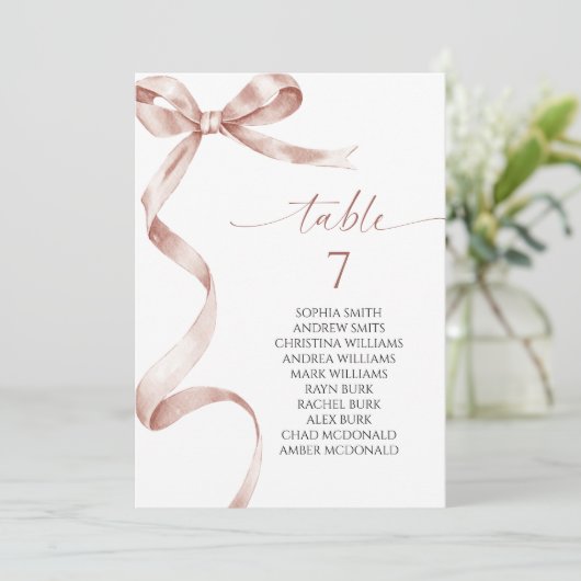 Tableau des numéros de table Mocha Bow (Debout devant)