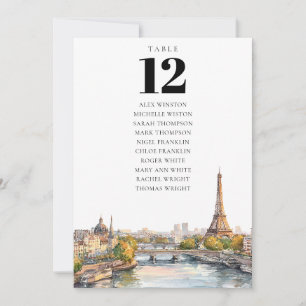 Tableau des numéros de table Paris France