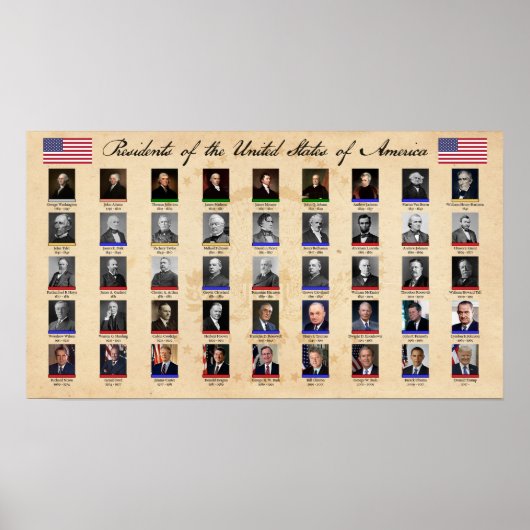 Tableau des présidents des États-Unis (Devant)