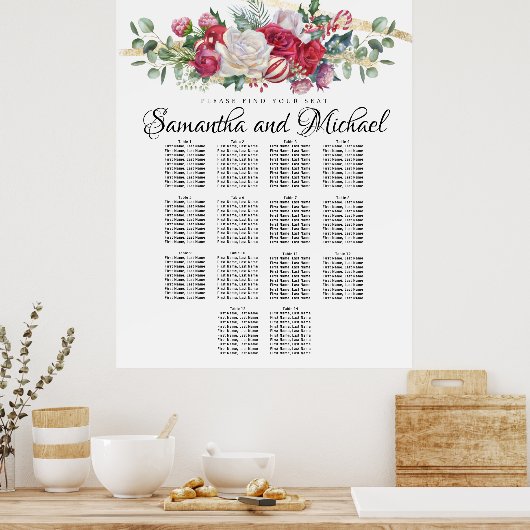 Tableau des sièges à 14 tables du Mariage de Noël (Cuisine)