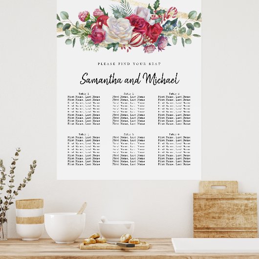 Tableau des sièges à 6 tables pour Mariage de Noël (Cuisine)