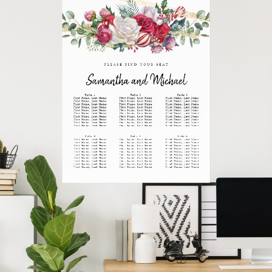 Tableau des sièges à 6 tables pour Mariage de Noël (Bureau à domicile)