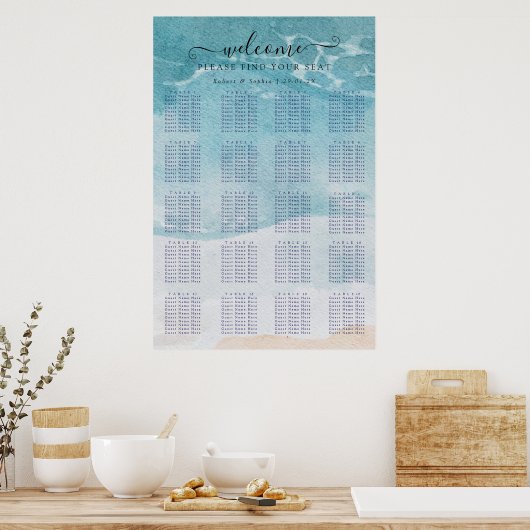 Tableau des sièges de la plage Bleu d'été (Cuisine)