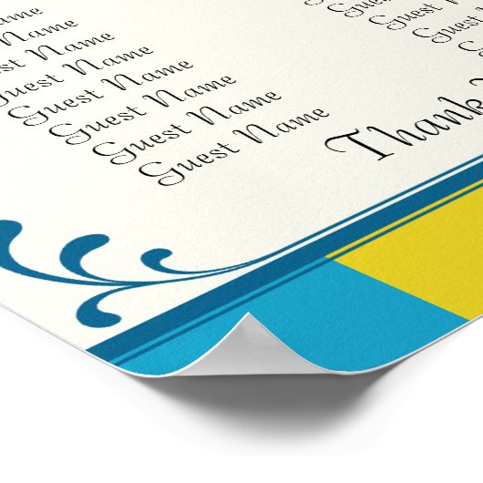 Tableau des sièges de la réception de mariage - Ta (Coin)