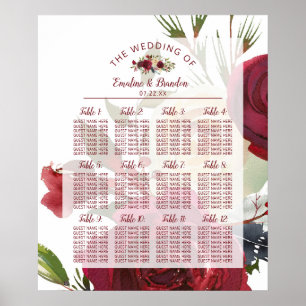 Tableau des sièges de la table de mariage d'hiver 
