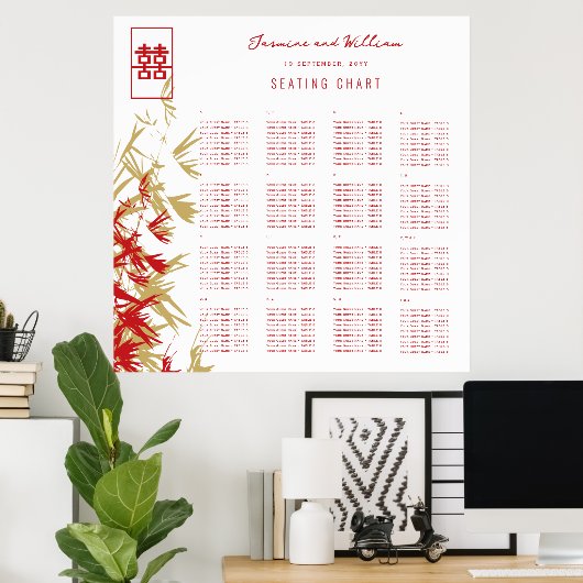 Tableau des sièges de Mariage chinois Feuille en b (Bureau à domicile)
