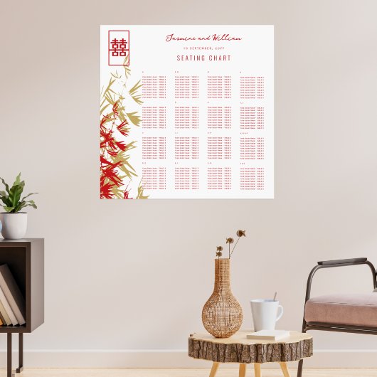 Tableau des sièges de Mariage chinois Feuille en b (Salon 3)