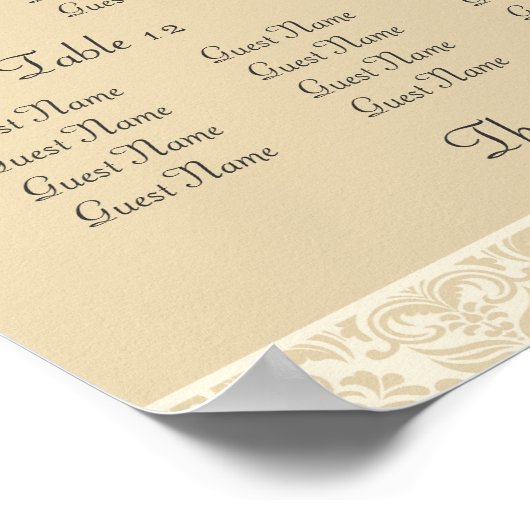 Tableau Des Sièges De Réception Ecru Mariage damas (Coin)