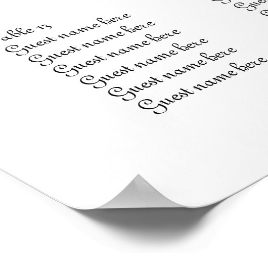 Tableau des sièges de table mariage noir et blanc (Coin)