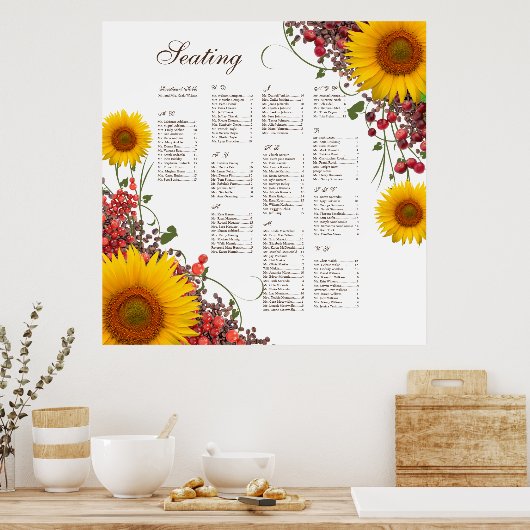 Tableau des sièges des Mariages de tournesol (Cuisine)