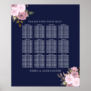 Tableau des sièges du Mariage Floral Rose de la Ma