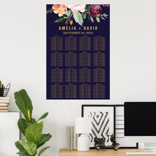 Tableau des sièges floraux d'automne (Bureau à domicile)