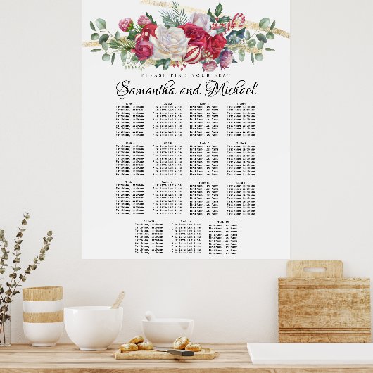 Tableau des sièges Mariage 15 tables de Noël (Cuisine)