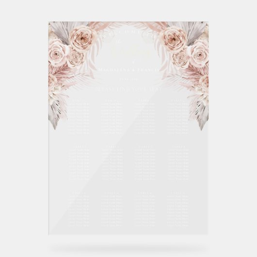 Tableau des sièges mariages Boho (Recto)