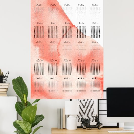 Tableau des sièges Mariages d'aquarelle par numéro (Bureau à domicile)