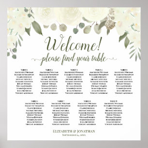 Tableau des sièges Mariages de Boho de 9 tables Wh