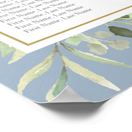 Tableau des sièges Mariages en feuillage bleu-pous (Coin)