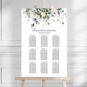 Tableau des sièges mariages rose et verdure 9 tabl