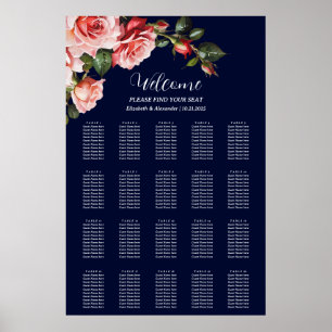 Tableau des sièges mariages rose rose rose foncé m