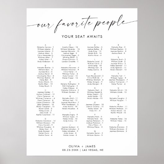 Tableau des sièges mariages, Tableau des sièges al (Devant)