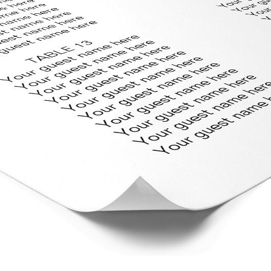 Tableau des sièges Mariages verdoyants (Coin)