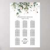 Tableau des sièges mariages verts et rose 8 tables (Devant)