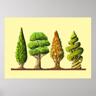 tableau des trois arbres sculptés dessin digital