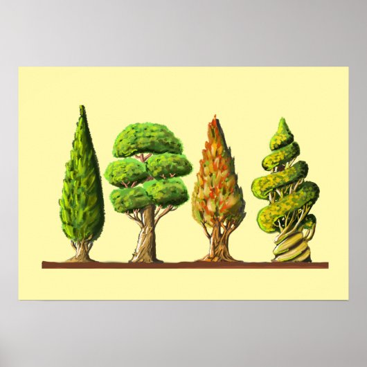 tableau des trois arbres sculptés dessin digital (Devant)