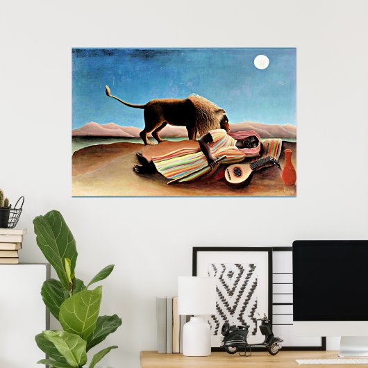 Tableau d'Henri Rousseau, La Gitane endormie (Bureau à domicile)