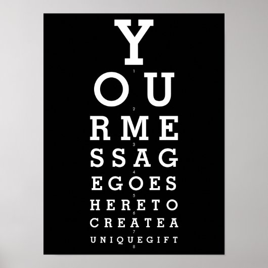 Tableau d'opticien noir et blanc message personnal (Devant)