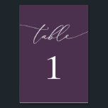Tableau du numéro de table du Mariage minimaliste<br><div class="desc">Belle carte de numéro de table violet-prune,  élégante,  moderne et minimaliste. Entièrement personnalisable. **VEUILLEZ NOTER : Pour commander,  il vous suffit d'ajuster votre numéro de table et d'ajouter chaque numéro à votre panier séparément. Vérifiez ensuite une fois que vous avez terminé.</div>