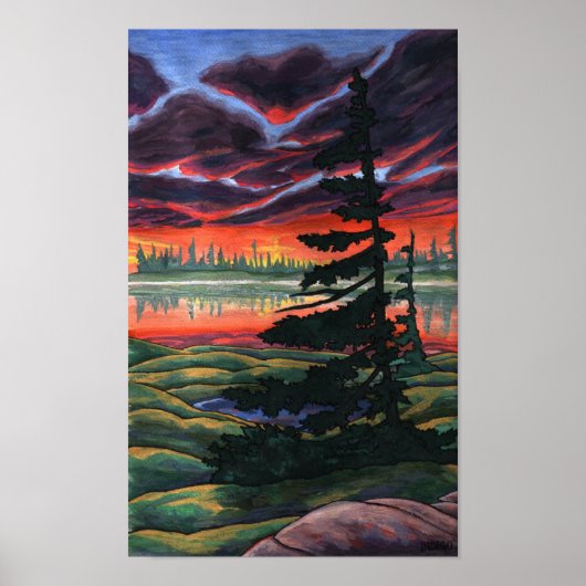 Tableau du paysage canadien Affiche du coucher du  (Devant)