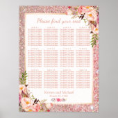 Tableau du plan de siège du Mariage rose Gold Flor (Devant)