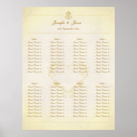 Tableau du plan de siège mariage Papier de parchem (Devant)