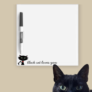 Tableau Effaçable À Sec Cute Black Cat Aime Vous Message Carte d'effacemen