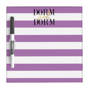 Tableau Effaçable À Sec Dorm Sweet Dorm  Purple Stripes College